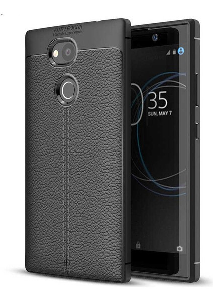 Sony Xperia Xa2 Kılıf Deri Görünümlü Esnek Kırılmaz Şık Lüks Niss Silikon Kapak