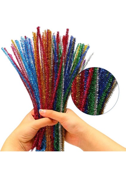 75 Paket Simli Şönil Renkli Paketi 25'li Renkli Tüylü Tel modelleri