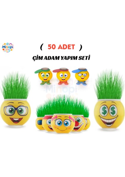 50 Kutu Emoji Çim Adam Yapım Seti Okul Eğitici Deney Seti Çim Adam Seti