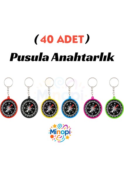 40 Adet Pusula Anahtarlık Renkli Plastik Küçük Pusula Okul Deney Gezi Cep Pusulası Manyetik Hediye