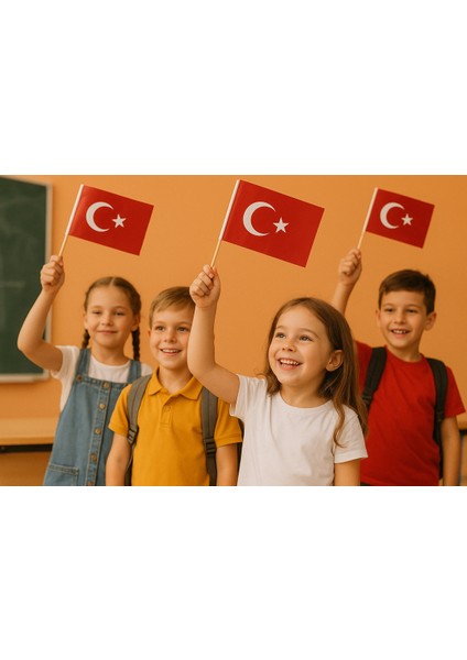 ( 50 Adet ) Vatan Küçük Boy Çıtalı Kağıt Türk Bayrağı Ay Yıldız Bayrak 12 x 20 cm modelleri