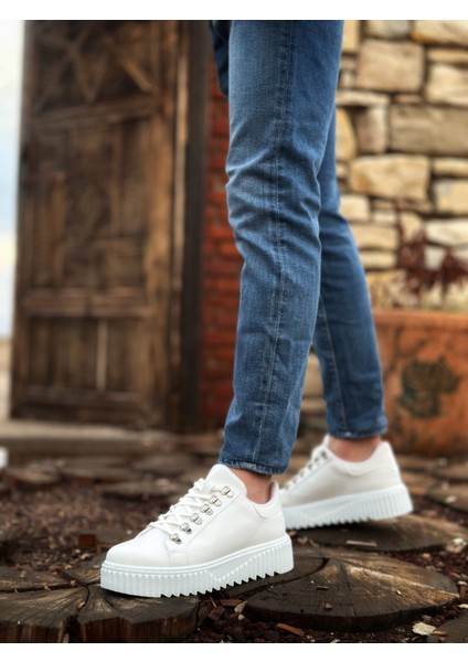 ET0505 Çengel Bağcıklı Beyaz Renk Yüksek Tabanlı Günlük Ayakkabı modelleri