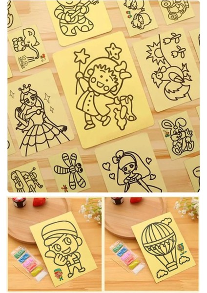 75 Adet Büyük Boy, Kum Boyama Seti, A4 Boyutunda, Kum Boyama Çalışması, Etkinlik fırsatları