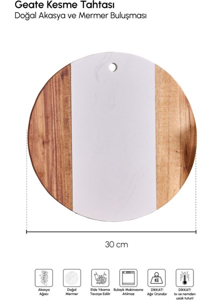 Geate Mermer Akasya Kesme Tahtası 30 cm fiyatları