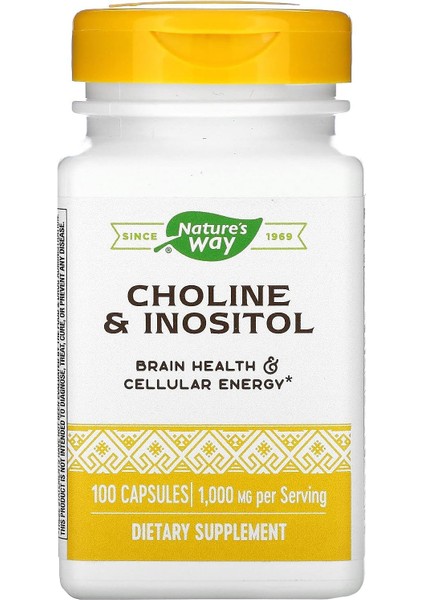 Choline & Inositol 500/250 Mg, Kolin Inositol Relax Mood Neurotransmitter Brain Health Energy Zihin