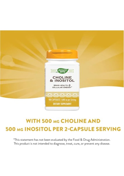 Choline & Inositol 500/250 Mg, Kolin Inositol Relax Mood Neurotransmitter Brain Health Energy Zihin indirimleri