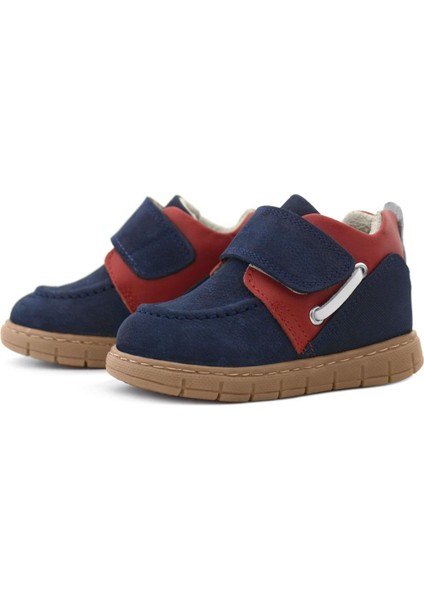 Hakiki Deri Lacivert Kırmızı Cırt Cırtlı Bebek Bot indirimleri