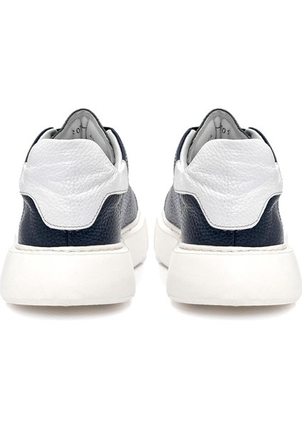 Bağcıklı Kalın Eva Taban Lacivert Deri Sneaker Ayakkabı 2025-5 fırsatları