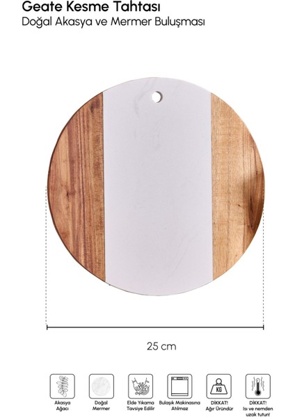 Geate Mermer Akasya Kesme Tahtası 25 cm fiyatları