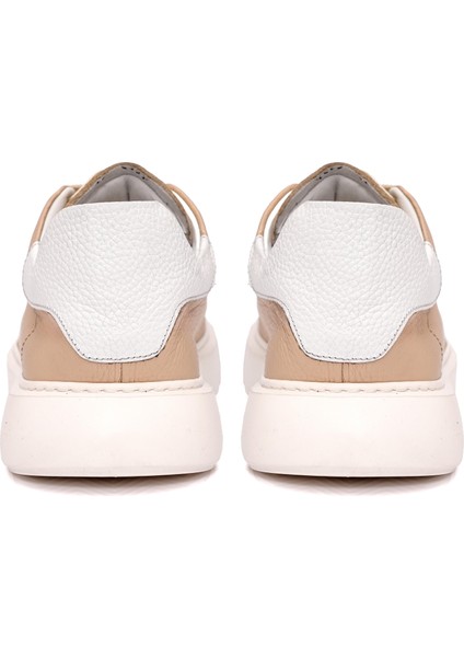 Bağcıklı Kalın Eva Taban Bej Deri Sneaker Ayakkabı 2025-5 fırsatları