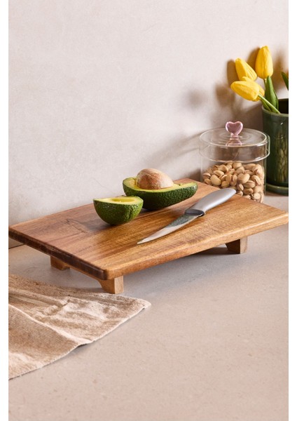 Akasya Dikdörtgen Ayaklı Doğrama Tahtası 33X22 cm