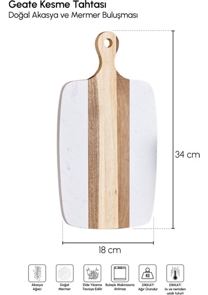 Geate Mermer Akasya Kesme Tahtası 34X18 cm fiyatları