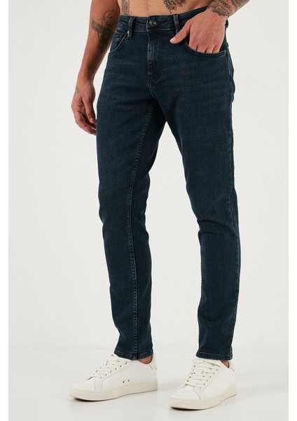 Streç Pamuklu Slim Fit Yüksek Bel Dar Paça Jeans Erkek Kot Pantolon 3300C46TOKYO fırsatları