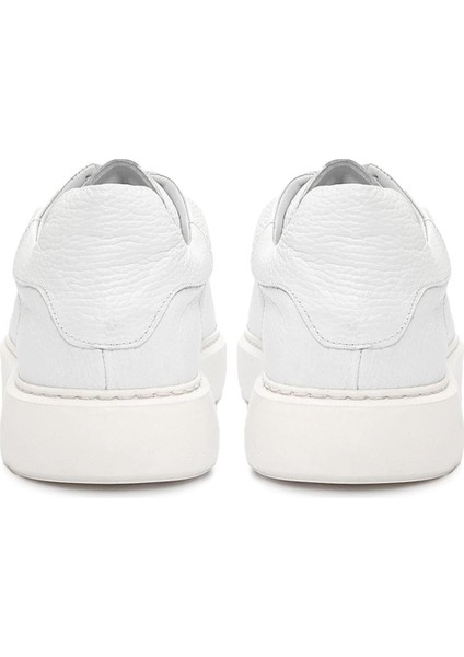 Bağcıklı Kalın Eva Taban Beyaz Deri Sneaker Ayakkabı 2025-5 fırsatları