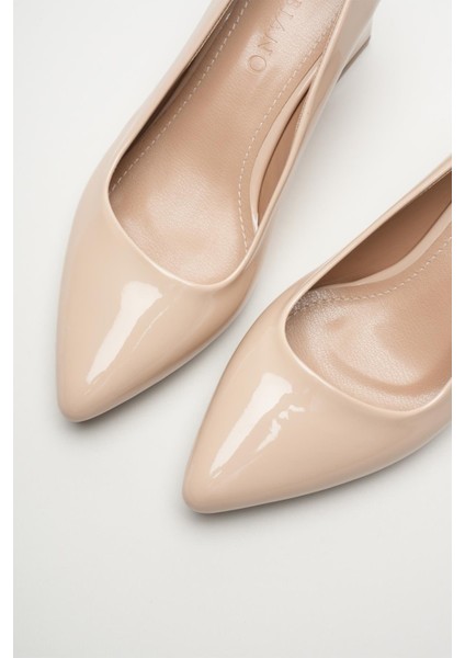 Allegra Bej Rugan Kadın Kalın Topuk Klasik Ayakkabı (6cm) modelleri