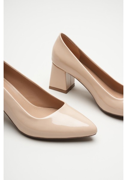 Allegra Bej Rugan Kadın Kalın Topuk Klasik Ayakkabı (6cm) indirimleri