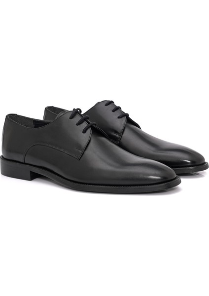Bağcıklı Neolit Taban Deri Klasik Siyah Ayakkabı 2556