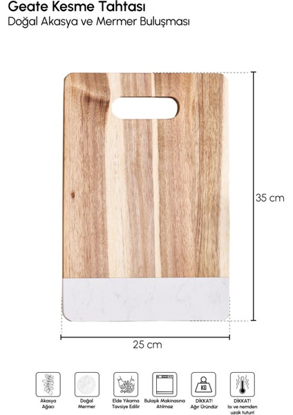 Geate Mermer Akasya Kesme Tahtası 35X25 cm fiyatları