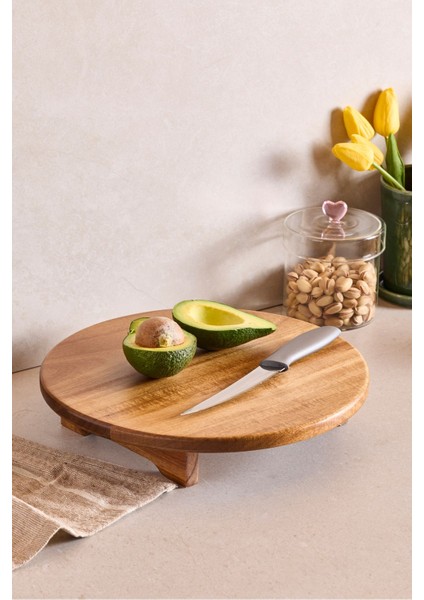 Akasya Yuvarlak Ayaklı Doğrama Tahtası 30 cm