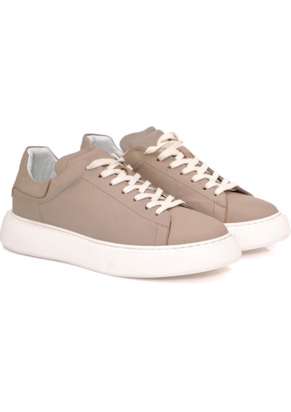 Bağcıklı Eva Taban Bej Deri Sneaker Ayakkabı 2025-3