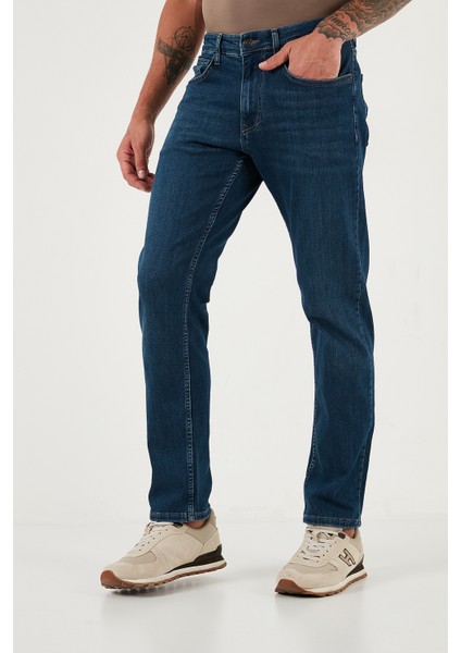 Streç Pamuklu Comfort Fit Yüksek Bel Boru Paça Jeans Erkek Kot Pantolon 4400C06TEXAS fırsatları