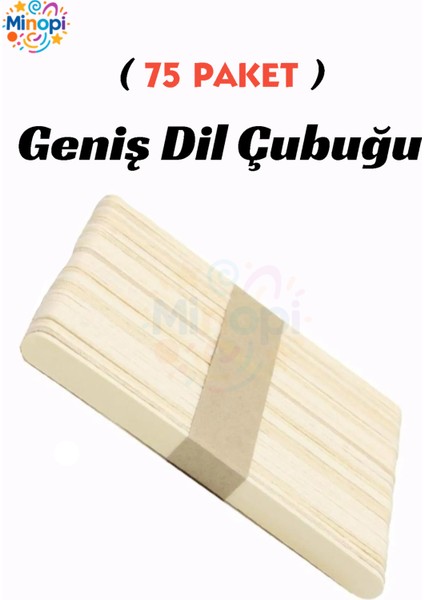 75 Paket Natural Dil Çubuğu Paketi 50'li Abeslang Tahta Dil Çubuğu - Ağda Spatulası