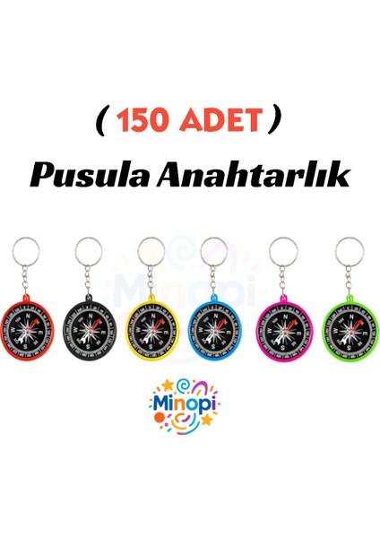 150 Adet Pusula Anahtarlık Renkli Plastik Küçük Pusula Okul Deney Gezi Cep Pusulası Manyetik Hediye