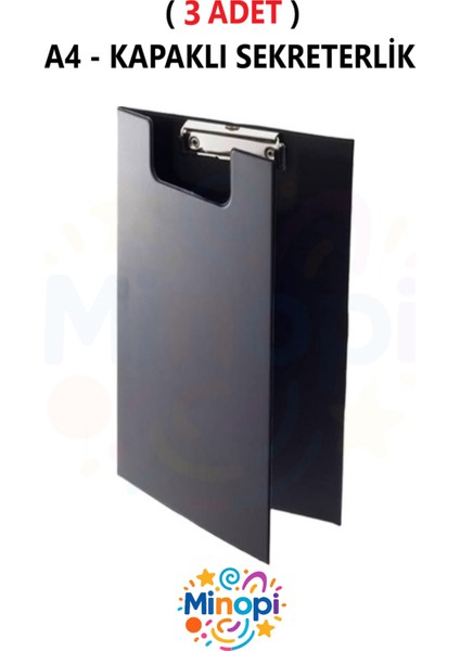 ( 3 Adet ) A4 Kapaklı Sekreterlik Klipsli Metal Mekanizmalı