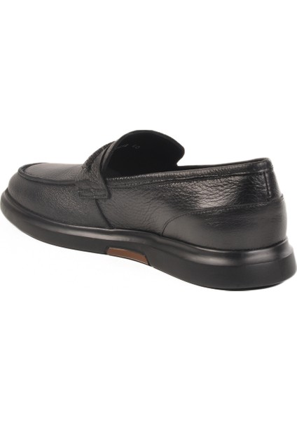 Siyah-Siyah Hakiki Deri Erkek Günlük Ayakkabı 152-21139 M fırsatları