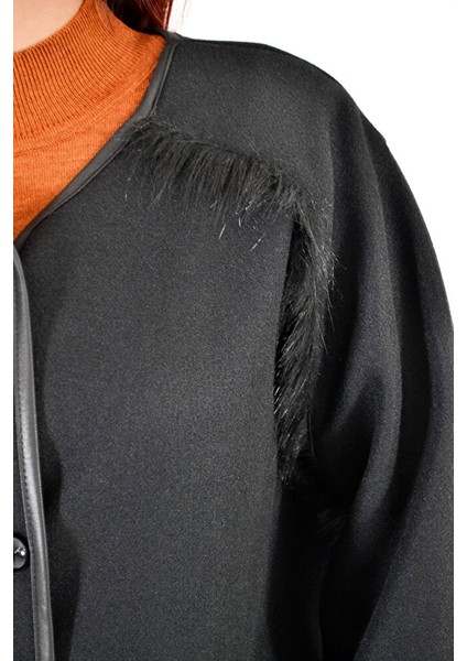 Omuz Saçaklı Cepli Panço-Siyah indirimleri