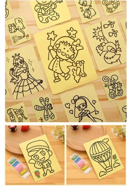 50 Adet Büyük Boy, Kum Boyama Seti, A4 Boyutunda, Kum Boyama Çalışması, Etkinlik fırsatları