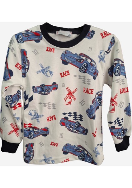 Race Cars Araba Desenli Erkek Çocuk Pijama Takımı - Pamuklu Interlok Kumaş modelleri