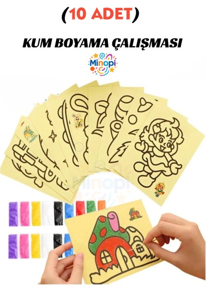 10 Adet Büyük Boy, Kum Boyama Seti, A4 Boyutunda, Kum Boyama Çalışması, Etkinlik