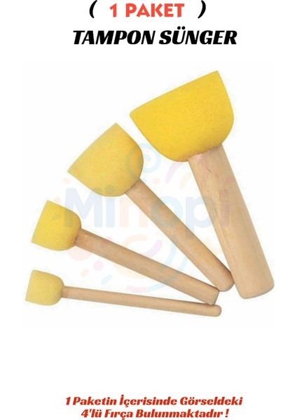 1 Paket - 4'lü Tampon Sünger Boya Süngeri