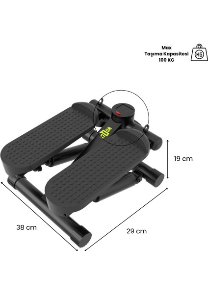 Direnç Lastikli Mini Stepper Egzersiz Aleti – Kaymaz Pedallı, Çift Amortisörlü, LCD Dijital Göstergeli Kompakt Ev Tipi Kondisyon ve Kardiyo Aleti fiyatları