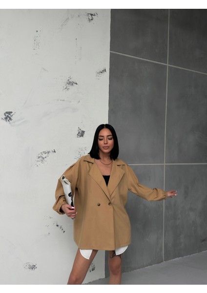 Kadın Balon Kol Oversize Trençkot