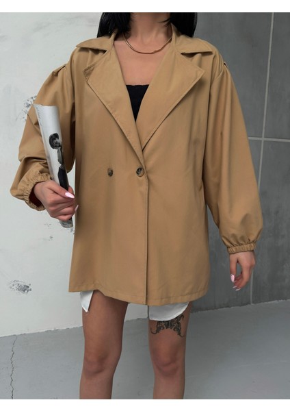 Kadın Balon Kol Oversize Trençkot