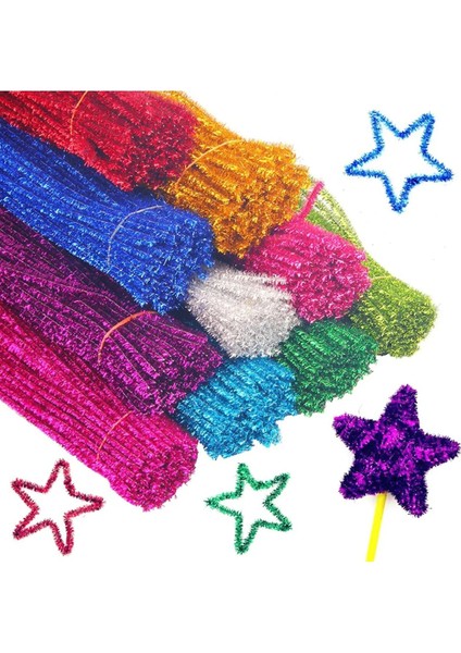 1 Paket Simli Şönil Renkli Paketi 25'li Renkli Tüylü Tel fiyatları