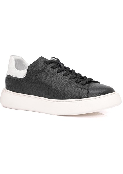Bağcıklı Kalın Eva Taban Siyah Deri Sneaker Ayakkabı 2025-5 fiyatları