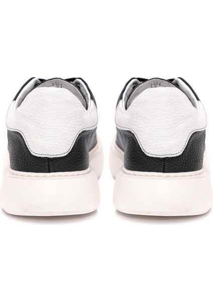 Bağcıklı Kalın Eva Taban Siyah Deri Sneaker Ayakkabı 2025-5 fırsatları