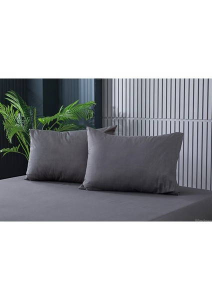 Cs Ilkim 2 Adet Antrasit Pamuklu Fermuarlı 50X70 cm Yastık Kılıfı