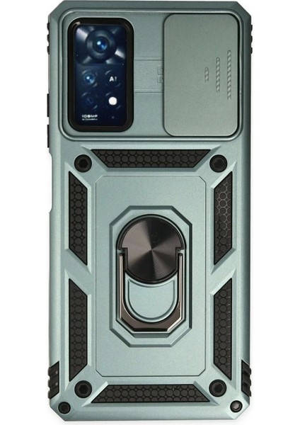 Newface Xiaomi Redmi Note 11 Pro Kılıf Pars Lens Yüzüklü Silikon - Yeşil