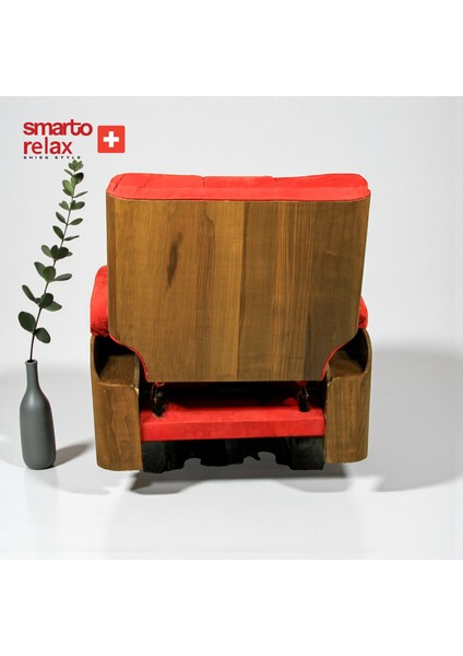 TV Koltuğu Berjer – Madrid Serisi, Elektrikli Kademeli Ergonomik Tasarım, kirmizi Deri Döşeme, USB Şarj, Doğal Ahşap Panel, Kontrol Panelli, Dekoratif Tekli Koltuk (Salon/Oturma Odasi)