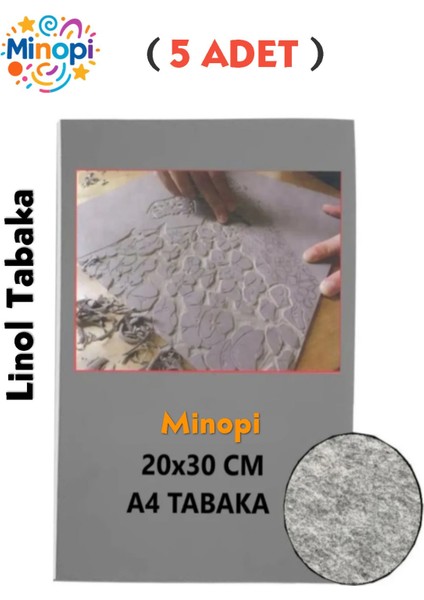 ( 5 Adet ) Linol Tabaka Levha 2,5 mm A4 Boyutunda Linol Muşamba Gri