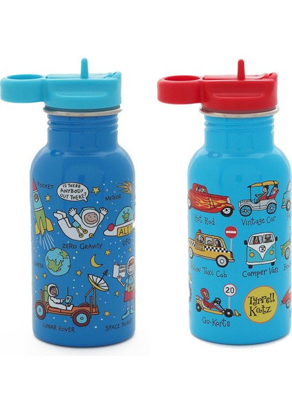 2'li 400ML Pipetli Paslanmaz Çelik Matara Space-Cars