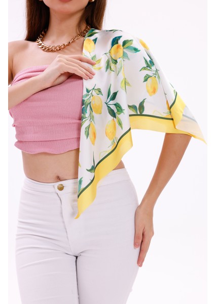Limon Desenli - Mersin Fular Bandana Şal Estascarf 70X70 cm modelleri