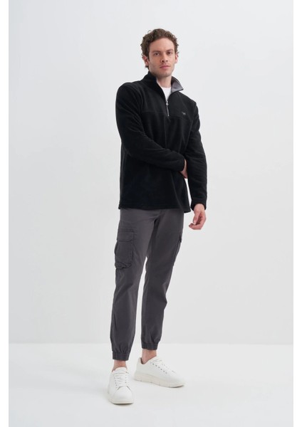 Caz Yarım Fermuarlı Siyah Erkek Sweatshirt modelleri