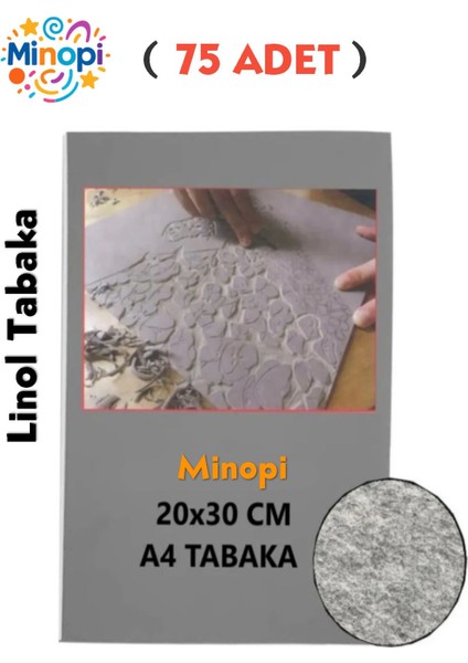 ( 75 Adet ) Linol Tabaka Levha 2,5 mm A4 Boyutunda Linol Muşamba Gri