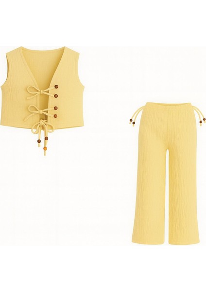 Dokulu Boncuk Detay Yelek Takım modelleri