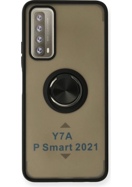 Newface Huawei P Smart 2021 Kılıf Montreal Yüzüklü Silikon Kapak - Siyah